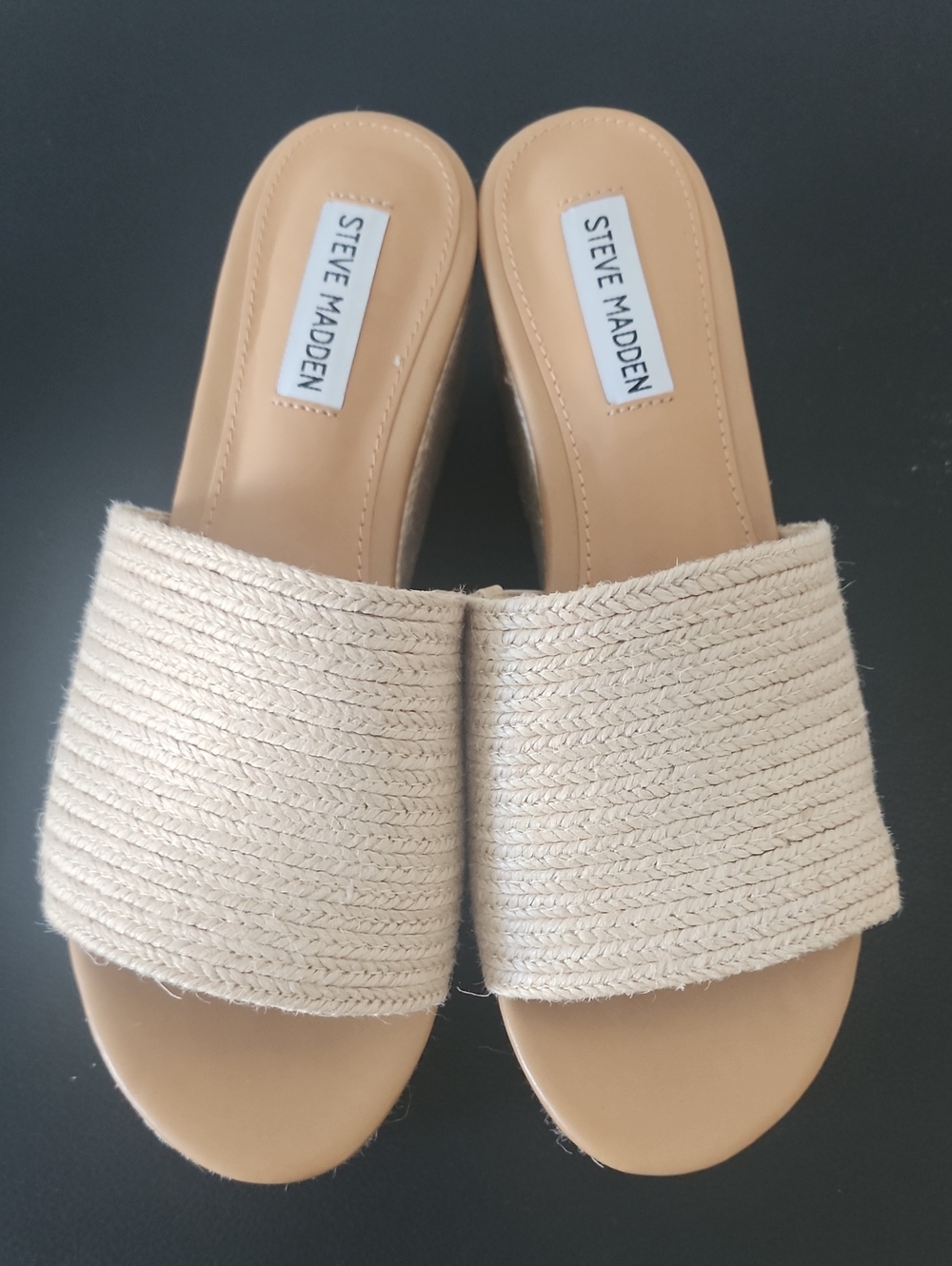 Steve Madden Cream Woven Slide Mules